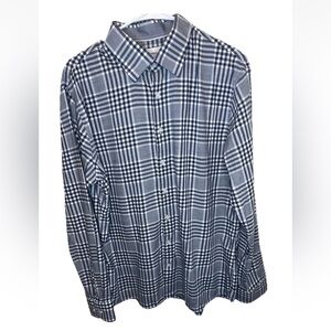 Brax Mens Blue White Plaid Light Flannel Long Sleeve Button Down Size L EUC